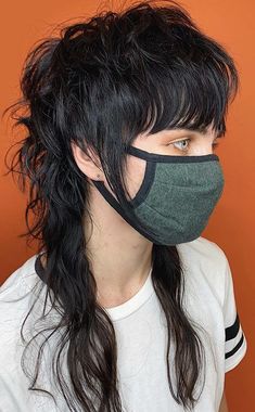 Bangs Mullet, Lace Front Wigs With Bangs, Androgynous Haircut, Rocker Hair, Mullet Haircut, Punk Hair, Mullet Hairstyle