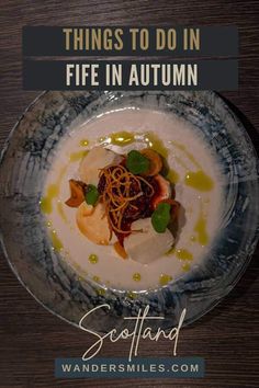 Photo of a plate with mozzarella and roasted figs in Jack O'Bryan's restaurant in Dunfermline. Text overlaid "THINGS TO DO IN FIFE IN AUTUMN"