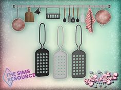 an image of kitchen utensils hanging on the wall with text overlay that reads, the simss resource