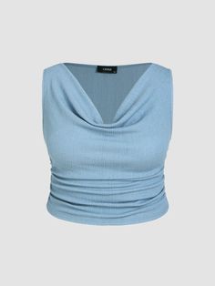 Obsessed with this! Check it out on Cider: http://ciderhere.com/Mo2SHU Ruched Tank Top, Clothing Details, Trendy Clothes For Women, Chest Pad, Happy Hour, Cowl Neck, Cider, Tank Top, Tank Tops