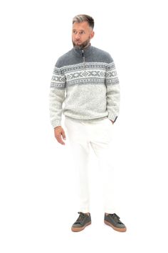 "Stylish sweater could be perfect Christmas gift for you dad, husband, son or boyfriend. Slow fashion's woolen sweater delivers simplicity, style and ability to wear this sweater whatever occasion. Inspired by timeless Scandinavian classic - lovely and warm men's sweater features traditional, minimalist scandi ornaments, also a little Wool House label. *SIZE XS USA-CAN 30-32 EU 40-42 Garment's width 18-19 inch / 46-47 cm Garment's length 24 inch / 61-62 cm *SIZE S USA-CAN 34-36 EU 44-46 Garment' Scandi Ornaments, Wool Sweater Outfit, Woolen Top, Norwegian Wool Sweater, Woolen Tops, Woolen Clothes, Party Outfit Men, German Men, Woolen Sweater