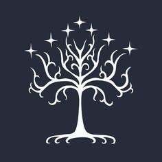 the white tree of gondor with stars on it's branches, against a dark background