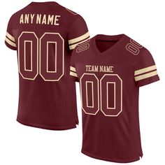 Order the jersey with special name & number you want from our shop, making a vibrant look on the field or daily life! Features: 1. Material: 100% Recycled Polyester-Body; 88% Nylon/12% Spandex-Neckline, Sides, Sleeves 2. Fit: Authentic jerseys have an athletic cut that fits snug in the chest and shoulders. 3. Stitched tackle twill name and numbers 4. Sublimated stripes on sleeves 5. Zone stretch fabric for enhanced movement; Tailored fit designed for movement 6. Moisture-wicking fabric has spong Team-colored Jersey With Name Print, Varsity Football Season Jersey, Varsity Jersey For Football Season, Team Spirit Jersey With Name Print, Collegiate Football Season Jersey, Collegiate Jersey For Football Season Team Events, Collegiate Jersey For Football Season, Custom Football Shirts, Custom Football