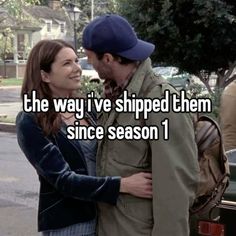 a man and woman standing next to each other with the words, the way i've shipped them since season 1