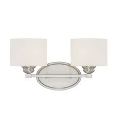 two light bathroom fixture with white shades