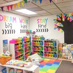 the children's playroom is clean and ready to be used as a library