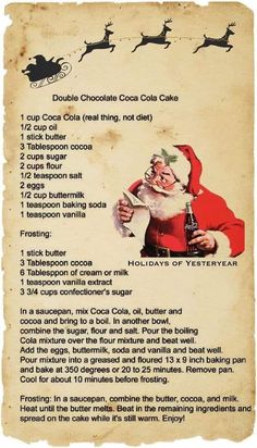 an old fashioned recipe with santa clause on it