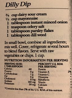 an old recipe book with instructions on how to make homemade diy dips in it