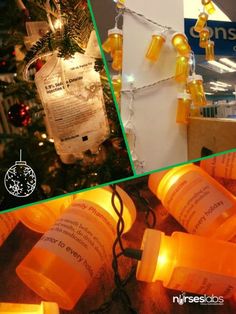 an assortment of christmas lights and bottles on display