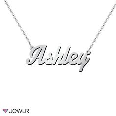 Fun and unique, our name necklace is the perfect way to express yourself. Using the font that best fits you, design your name in our Classic style or upgrade to our Premium thickness. Personalize in sterling silver, white, yellow, or rose gold, and add a charm to match your personality. Complete your necklace with a choice of matching chains, or add a little extra sparkle with a cable chain featuring a 2mm bezel-set satellite natural diamond. Personalized Necklace Names, Baguette Necklace, Gold Name Necklace, Solitaire Necklaces, Cluster Necklace, 14k Gold Necklace, Silver Prices, Rose Gold Diamonds, Personalized Necklace