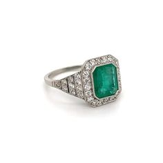 1.55 Carat Emerald and Diamond Platinum Cocktail Ring Fine Estate Jewelry For Sale at 1stDibs Estate Jewelry For Sale, Diamond Cocktail Ring, Jewelry For Sale, Diamond Cocktail Rings, Emerald Diamond, Cocktail Ring, Simply Beautiful, Cocktail Rings, Emerald Cut