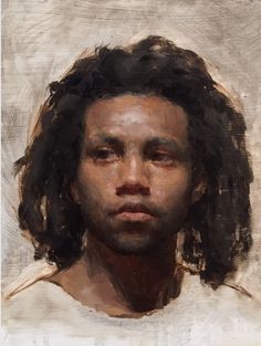 a painting of a man with long hair