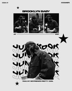 the poster for brooklyn baby's upcoming album is shown in black and white, with three