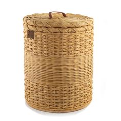 a large woven basket is shown on a white background