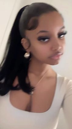 barbie ponytail, baddie aesthetic, black girl, black girl hairstyles High Pony Black Women, Black Barbie Ponytail, Cute Barbie Ponytail, Ponytail Black Girls Hairstyles, Short Barbie Ponytail, Barbie Ponytail No Swoop, Baddie Ponytail, Sleek Barbie Ponytail Black Women, Baddie Aesthetic Black