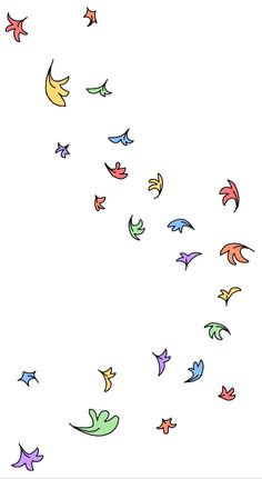 colorful birds flying in the sky on a white background