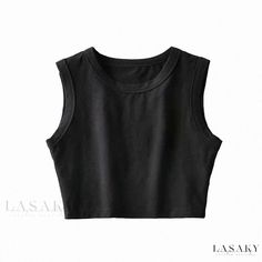 Lasaky - Sleek Athletic Crop Top - Figure-Hugging Sleeveless Fitness Outfit with High Waist and Midriff-Baring Design Compression Tank Top, Sporty Crop Top, Crop Top Sleeveless, Round Neck Crop Top, Athletic Crop Top, Crop Vest, Sports Crop Tops, Slim Fit Sweater, Sleeveless Crop Top