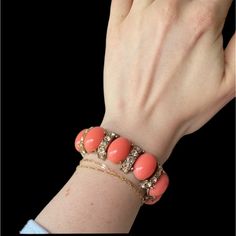 Nwt J Crew Coral Stone Bracelet With Rhinestone Spacers. Brass Hardware. Elastic And Stretchy. Adjustable Pink Crystal Bracelet With Rhinestones, Pink Adjustable Crystal Bracelet With Rhinestones, Adjustable Coral Jewelry For Parties, Elegant Pink Jeweled Bracelets, Pink Rhinestone Party Bracelets, Pink Rhinestone Bangle Bracelets, Pink Rhinestone Bangle Bracelet, Pink Jeweled Bangle Bracelets, Pink Jeweled Bangle Bracelet