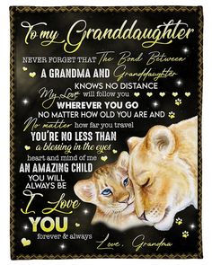 an image of two cats that are in front of a black and white background with the words to my granddaughter on it