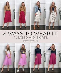 Professional Skirt Outfits Women, Mom Skirt Outfits, Shirts To Wear With Skirts, Pleated Skirt Casual Outfit, Pleated Long Skirt Outfit, Long Pleated Skirt Outfit, Pleated Skirt Outfit Summer, Pleated Skirt Outfit Ideas