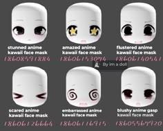 the instructions for how to make an anime kawaia face mask with different facial expressions