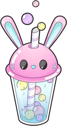 a cartoon bunny in a cup filled with bubbles