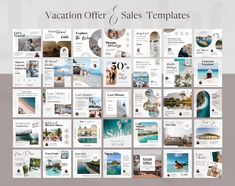 a collage of photos with the words vacation offer and sales templates on them