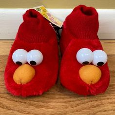 Red Elmo Slippers/Puppet Nwt With Tags Attached. Kid Size 9/10 Elmo Pajama Pants, Playful Winter Slippers For Playtime, Playful Winter Slippers, Cookie Monster Puppet, Elmo Slippers, Elmo Puppet, Elmo Pajamas, Cookie Monster Slippers, Elmo Backpack