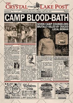 the front page of a newspaper with an article about camp blood - bath on it