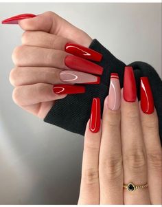 Red Acrylic Nails, Red Nail, Acrylic Nails Coffin Short, Luxury Nails, Fire Nails, Fancy Nails, Chic Nails, Dope Nails, Nail Polishes