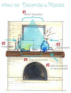 the instructions for how to decorate a mantel in an appliance or fireplace