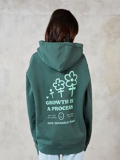 - Heavyweight unisex hoodie with an oversized fit - 70% cotton / 30% polyester premium fleece blend - High quality embroidered logo on front & design printed on back - Brushed interior for ultimate comfort Cotton Hoodie With Embroidered Graphics, Green Crew Neck Hoodie With Embroidered Graphics, Functional Green Hoodie For Streetwear, Positive Hoodie Design, Green Cotton Hoodie With Embroidered Graphics, Alpine Green, Donate To Charity, Front Design, Kids Accessories