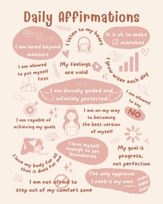 a pink poster with words that say daily affirmations