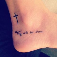 a foot with a cross on it that says, they will be done in black ink