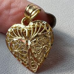 Beautiful Lace / Ornate Work Heart Pendant In Solid 14k Yellow Gold ( Stamped And Tested). The Pendant Is Approx 24 Mm Long ( Including Bail) By 16mm Wide ( At The Widest Point). Very Well Made, Bail Will Accommodate Variety Of Your Chains , Gorgeous Piece !!! Large Pendant Necklace, Puffy Heart, Heart Pendant Necklace, Heart Pendant, Womens Jewelry Necklace, Jewelry Necklaces, Yellow Gold, Women Jewelry, Pendant Necklace