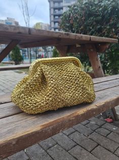 Raffia Crochet Bag, Gold Handbag, Raffia Crochet, Purse Crochet, Luxury Clutch, Straw Clutch, Gold Handbags, Leather Bag Women, Womens Purses