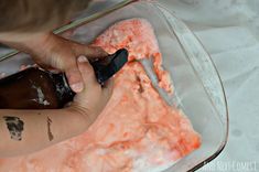 Baking soda and vinegar Canada Day science experiment and sensory play from And Next Comes L Canada Day Flag, Maple Leaf Cookies, Baking Soda And Vinegar, Play Activity, Leaf Cookies, Red Food Coloring, Color Swirl, Science Experiment