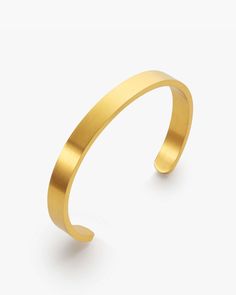 Our most minimal men's gold cuff, inspired by simplicity, durability, and functionality to be your trusted everyday essential. All our men's cuffs are available in gold, silver, and black, and are designed to slightly adjust to fit your wrist comfortably. Gold Cuff Bracelet, Mens Gold Bracelets, Classic Bracelets, Solid Gold Chains, Gold Bracelet Cuff, Gold Cuffs, Silver Shop, Mens Gold, Pendant Bracelet