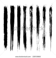 grungy black paint strokes on white background, set of four different sizes and colors