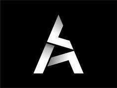 the letter a is made up of white strips on a black background, and it appears to be cut in half