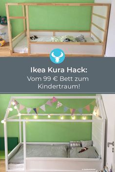 the bunk bed has been made with ikea kura hacks