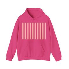 This Coral Pink Stripes Hoodie offers a classic and chic look with its pink and white vertical stripes. The soft colors and cute design make it perfect for any girly outfit. Stay pretty and stylish with this cozy hooded sweatshirt. Stay comfy and cozy with this unisex heavy blend hooded sweatshirt. Made with a thick blend of cotton and polyester, it feels plush, soft and warm, a perfect choice for any cold day. In the front, the spacious kangaroo pocket adds daily practicality while the hood's d Striped Cotton Hooded Sweatshirt, Striped Cotton Sweatshirt With Drawstring Hood, Pink Cotton Hoodie Sweatshirt, Pink Hoodie Sweatshirt, Striped Long Sleeve Hoodie With Drawstring, Striped Sweatshirt With Drawstring Hood For Winter, Trendy Pink Hooded Hoodie, Pink Hoodie Sweatshirt With Double-lined Hood, Trendy Pink Hoodie For Winter