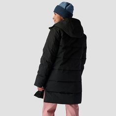 Whether we're waiting around for our dog to sniff every snowflake or for the bus to roll up to our stop, our Stoic Insulated Snap Front Parka is keeping the shivers away. The wide horizontal baffles are packed with synthetic fibers that trap in our body heat, while the roomy hood slips over our head to shield our neck and ears from numbing winds. Weatherproof Long-sleeve Down Parka, Black Outdoor Parka With Double-lined Hood, Nylon Parka With Double-lined Hood For Cold Weather, Sports Weatherproof Long-sleeve Parka, Military Hooded Parka With Fleece Lining, The Stoics, Womens Parka, Wet Weather, Body Heat