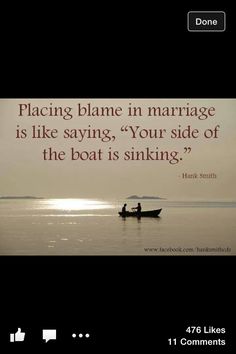 two people in a boat on the water with a quote from hank smith about marriage