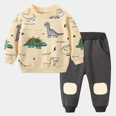 Dinosaur Joggers Set - Momorii Toddler Baby Boy, Print Outerwear, Sweats Outfit, Baby Boy Clothing, Outing Outfit, Kids Sportswear, Baby Boy Clothing Sets, Boy Clothing, Casual Sportswear