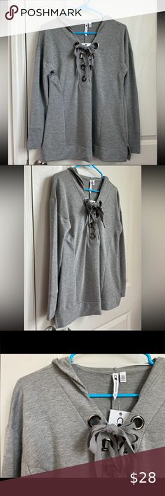 •NWT•Cable & Gauge Grommet Lace Up Hooded Sweater Model Pics, Model Pictures, Hooded Sweater, Sweater Shop, Cable, Lace Up, Brand New, Lace, Grey