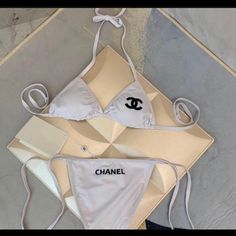 Nwot / White Bikni With Black Lettering / Bikini Top Has Removable Padding. / Size Xl Fashion Swimsuit, Bathing Suit Designs, Georgia Usa, Women Swimsuit, Paris Woman, Women Beach, Swimwear Brands, Swimsuit Fashion, Designer Swimwear