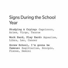 a white sheet with the words signs during the school year written in black on it