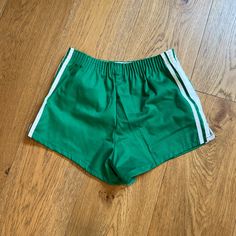 These Were Purchased New With Tags But Are Vintage From The 70s Or 80s. They Are A Size Small But Fit More Like An Xs. Pristine. Too Small For Me So I Never Wore Them 70s Athletic Wear, Vintage Athletic Shorts, 80s Gym, Vintage Athletic Wear, 80s Workout, Thrift Inspo, Sporty Shorts, Gym Pants, Track Shorts