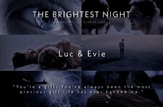 the brightest night movie poster with two people looking at each other and an evil man standing in front of them